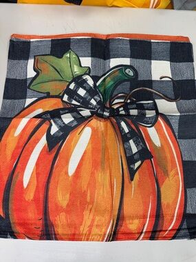 Autumn Pumpkin Decorative Throw Pillow Covers 2 pack - Orange & Black new fall